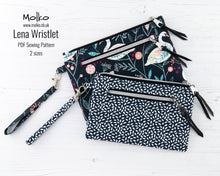 Load image into Gallery viewer, Lena wristlet bag PDF sewing tutorial sewing pattern