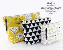Load image into Gallery viewer, Verity zipped pouch PDF sewing tutorial sewing pattern