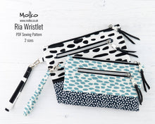 Load image into Gallery viewer, Ria wristlet pouch PDF sewing tutorial sewing pattern