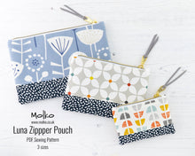 Load image into Gallery viewer, Luna zipper pouch purse PDF sewing tutorial sewing pattern