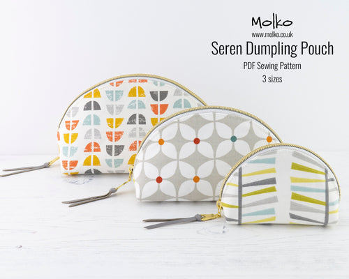 Seren dumpling zipped pouch PDF sewing tutorial sewing pattern