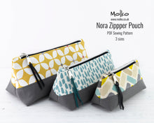 Load image into Gallery viewer, Nora zipped pouch PDF sewing tutorial sewing pattern