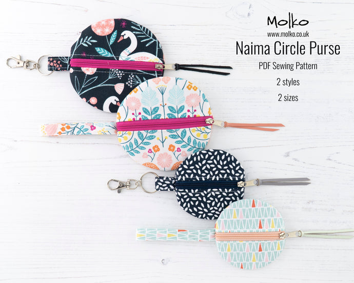 Naima circle purse PDF sewing tutorial sewing pattern