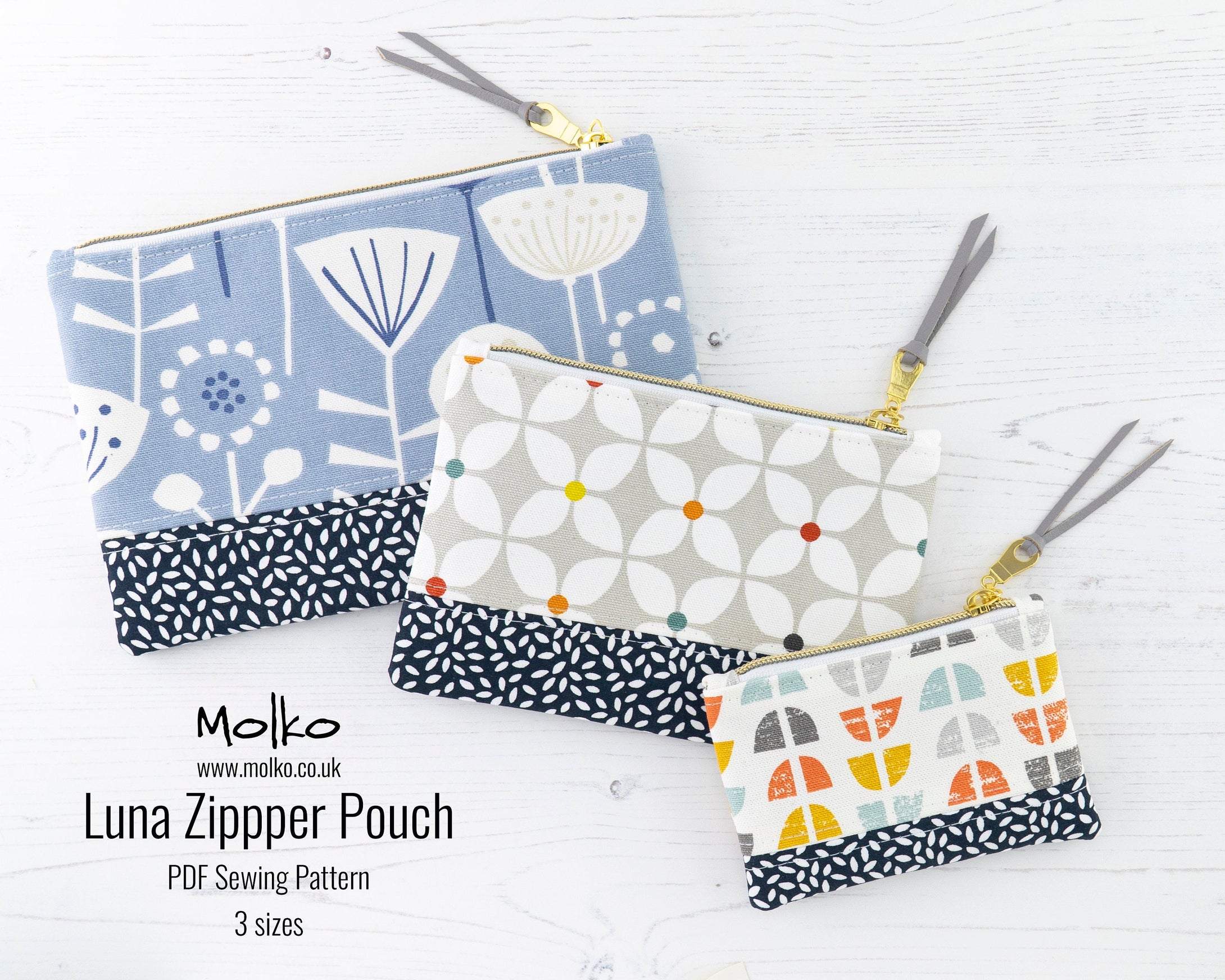 Luna zipper pouch purse PDF sewing tutorial sewing pattern