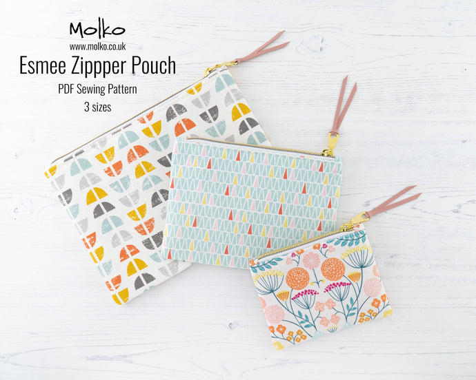 Esmee zipper pouch sewing tutorial sewing pattern