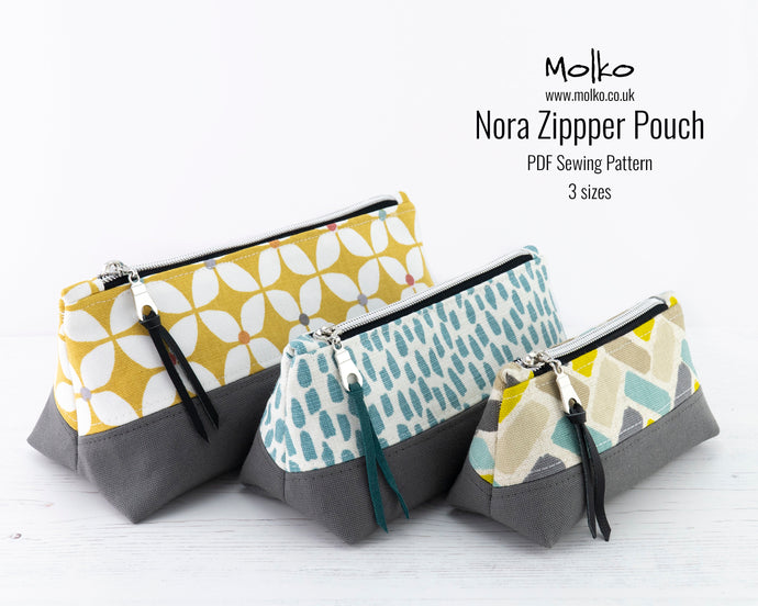 Nora zipped pouch PDF sewing tutorial sewing pattern