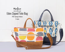 Load image into Gallery viewer, Eden zipped tote bag PDF sewing tutorial sewing pattern
