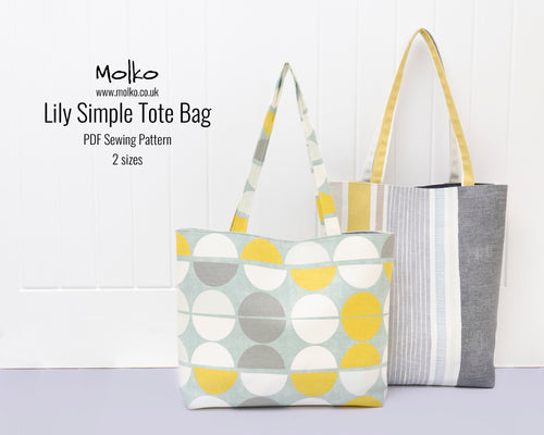 Lily simple tote bag PDF sewing tutorial sewing pattern